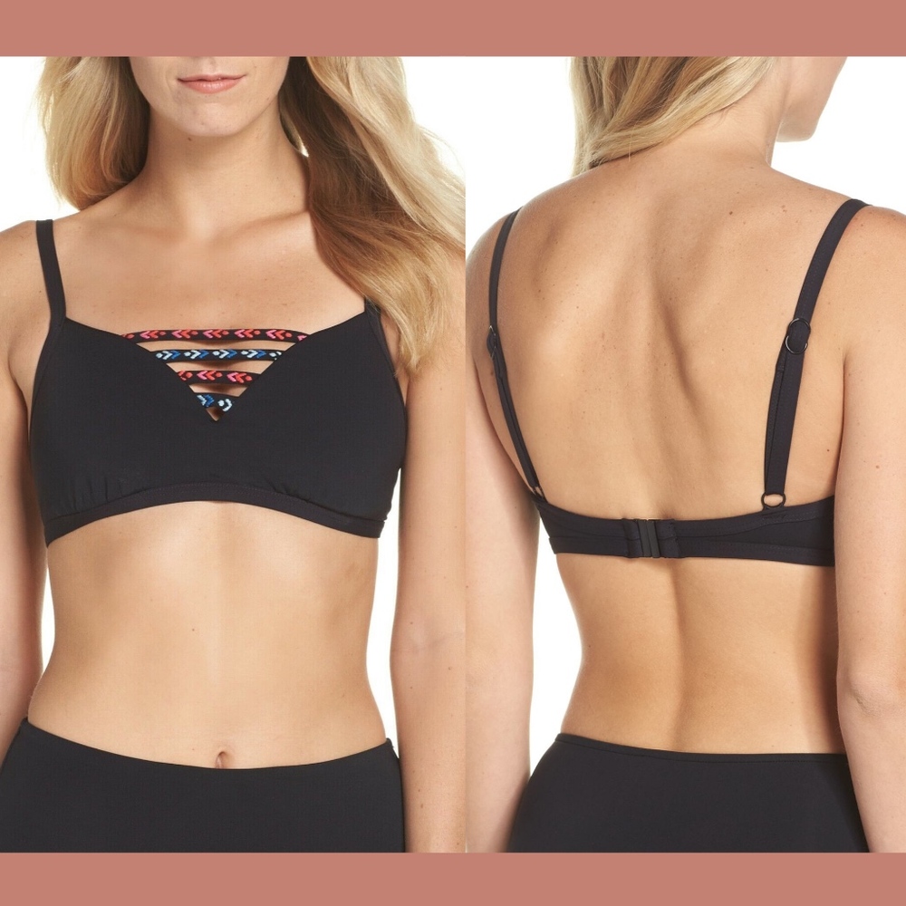 NWT Seafolly Desert Tribe‎ Underwire Bikini Top Black [SZ 6DD US/ 10DD AU]